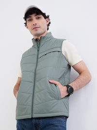 Men Jacket Green Straight Fit