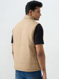 Men Jacket Khaki Straight Fit