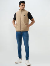 Men Jacket Khaki Straight Fit