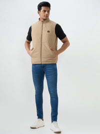 Men Jacket Khaki Straight Fit