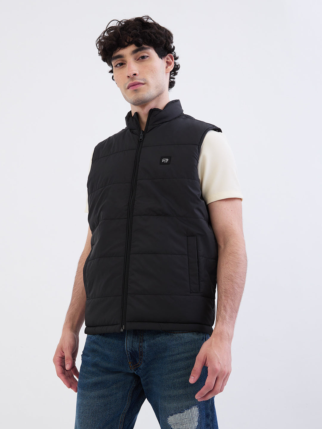Men Jacket Black Straight Fit