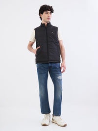 Men Jacket Black Straight Fit
