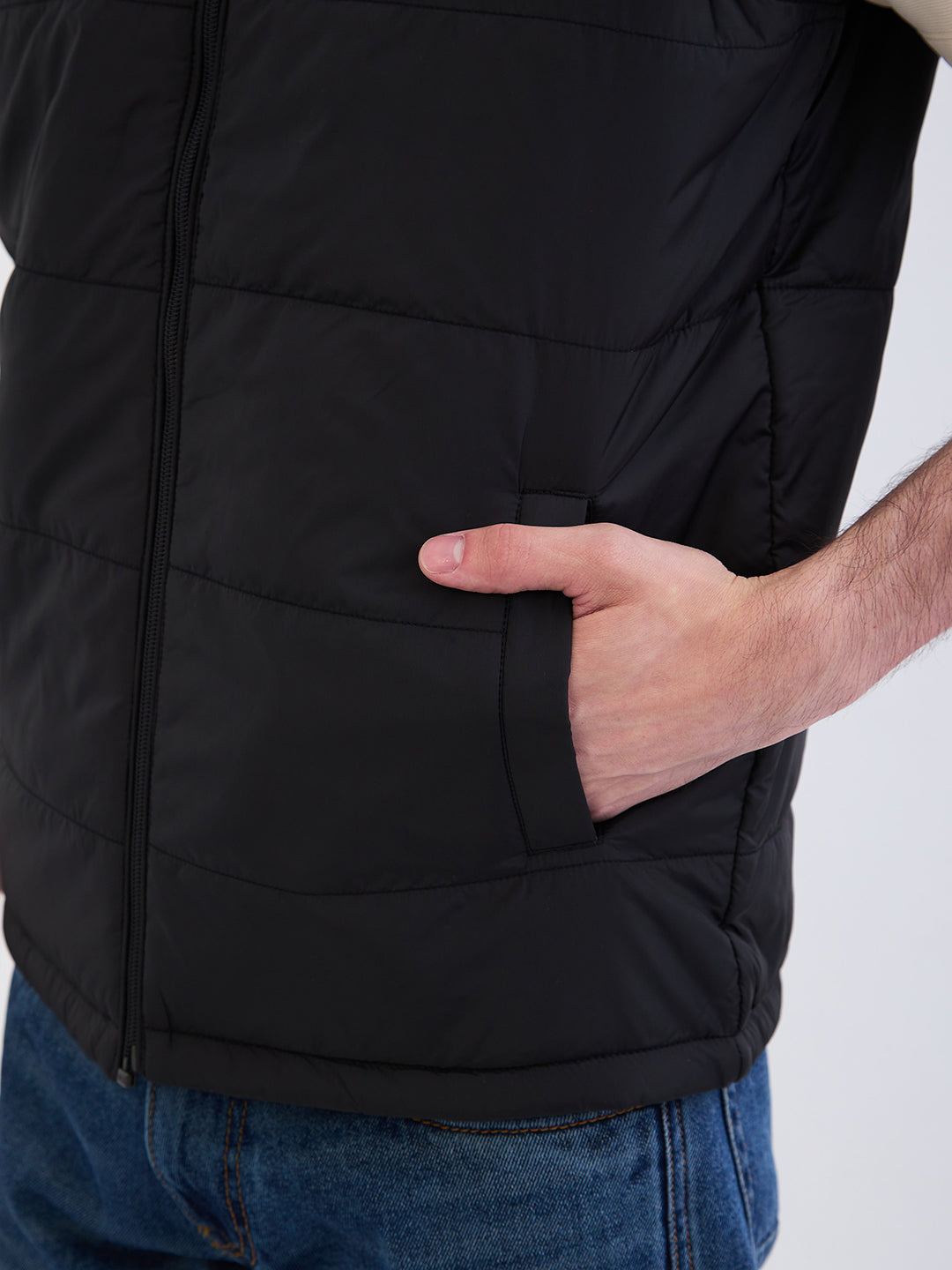 Men Jacket Black Straight Fit
