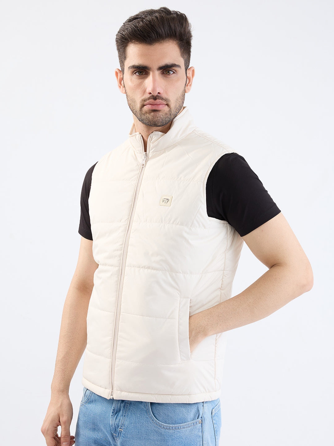 Spykar Off White Straight Fit Casual Jackets For Men