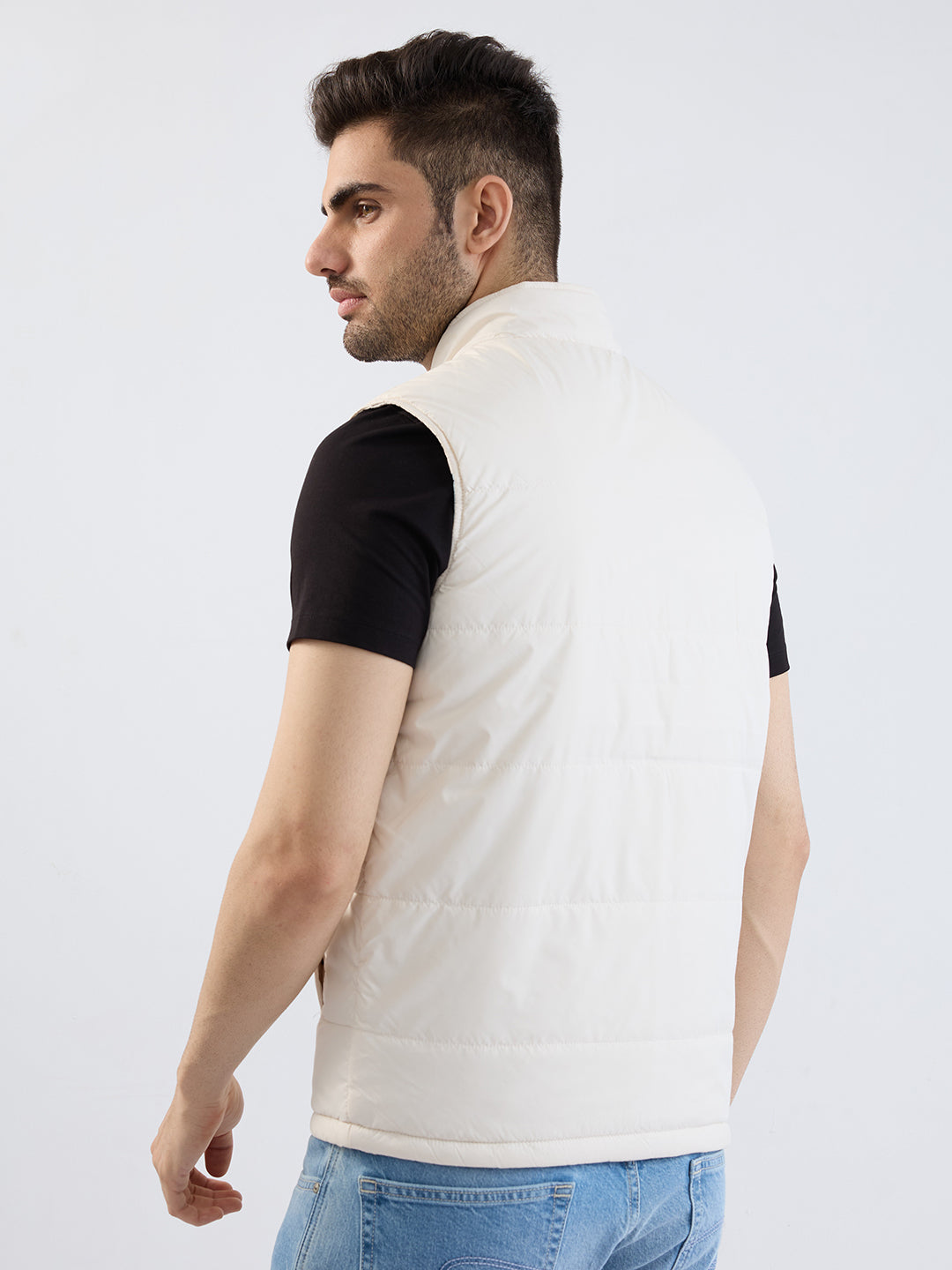 Spykar Off White Straight Fit Casual Jackets For Men