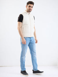 Men Jacket Off White Straight Fit