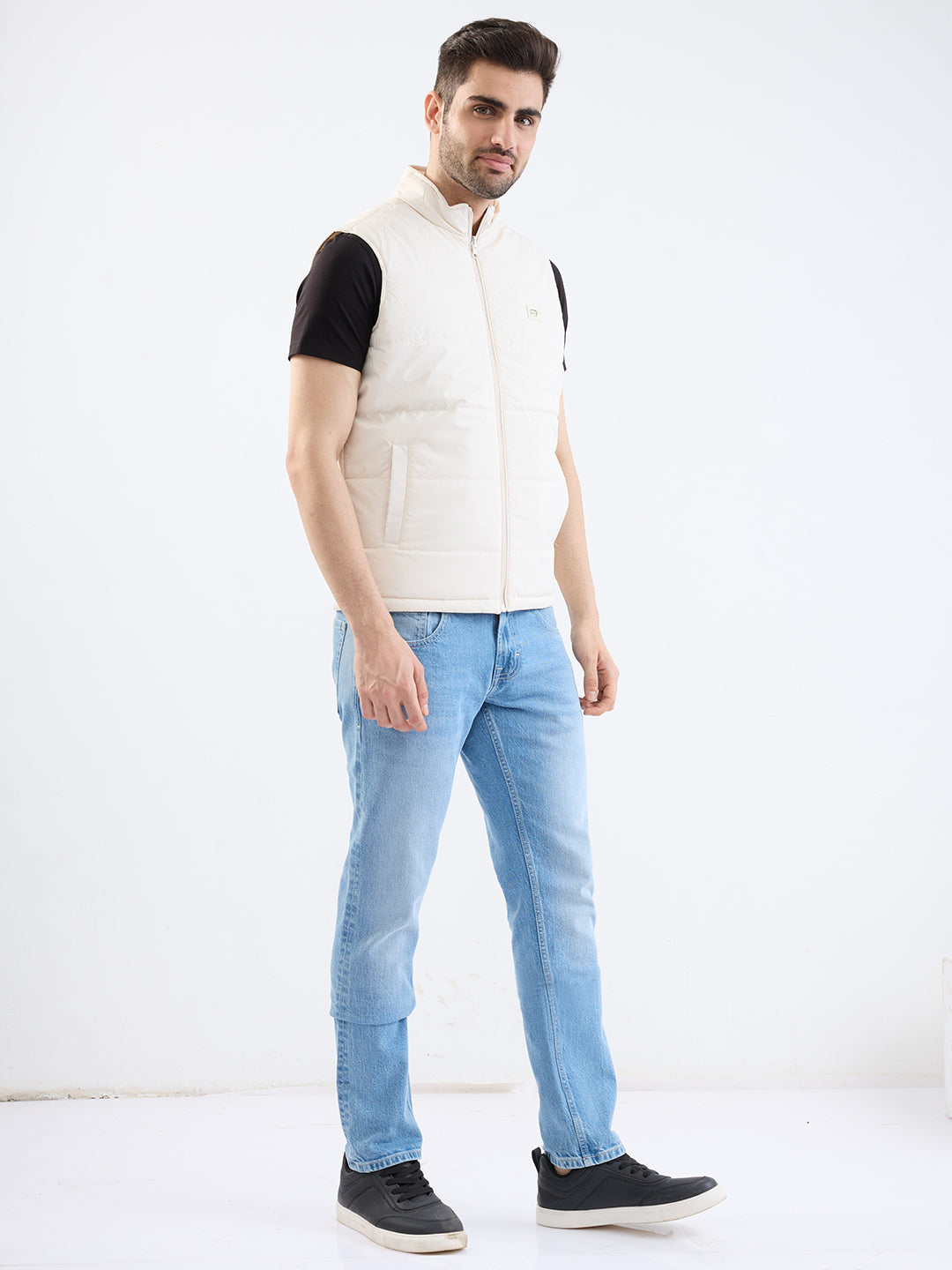 Men Jacket Off White Straight Fit