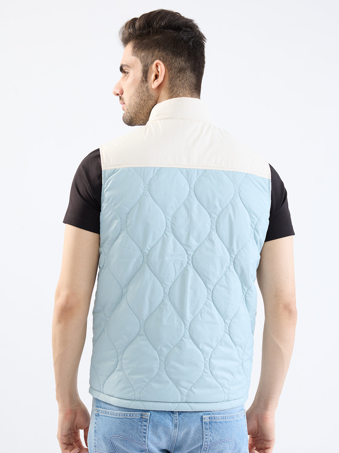 Men Jacket Off White Straight Fit