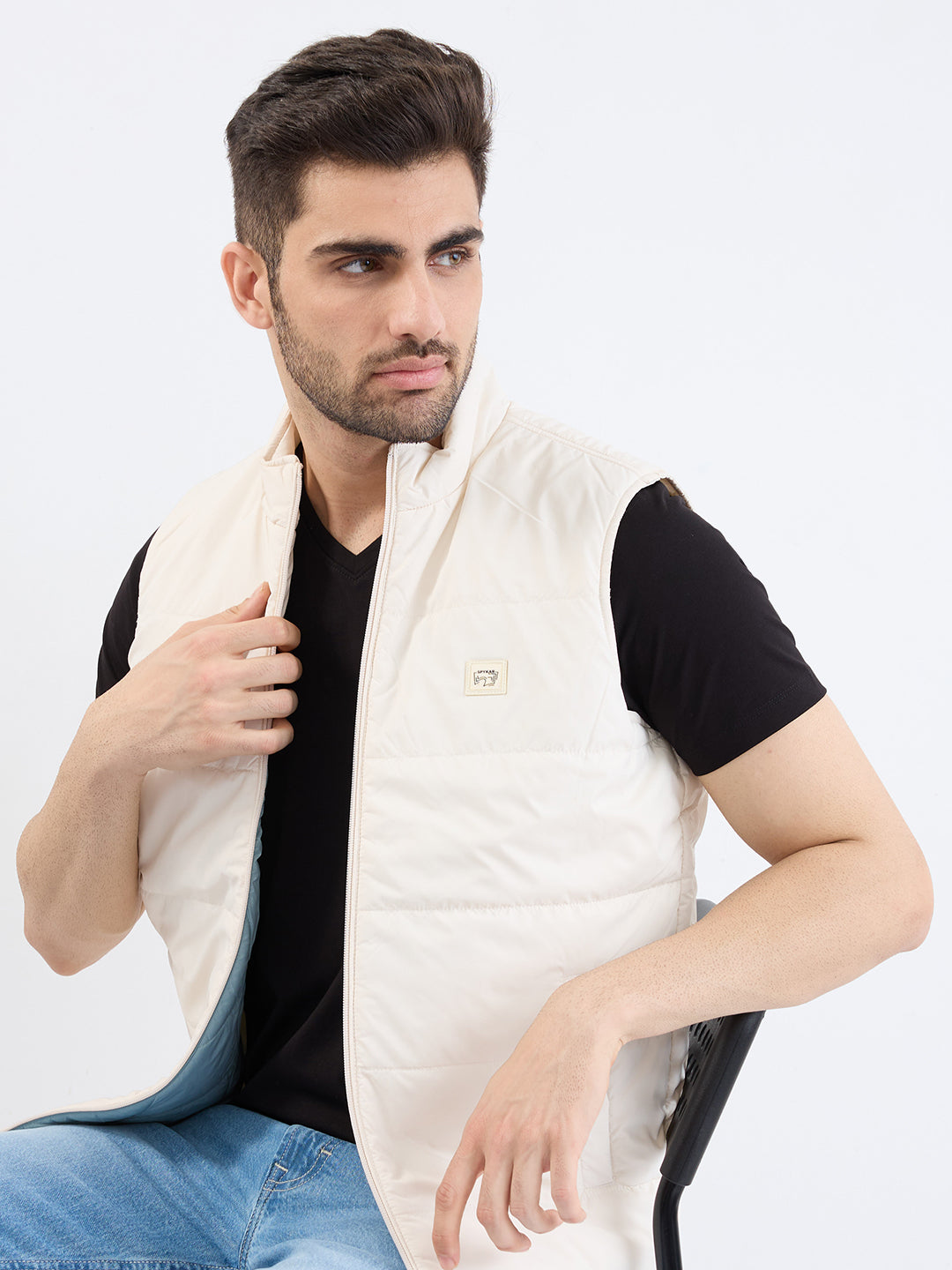 Spykar Off White Straight Fit Casual Jackets For Men