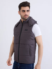 Men Jacket Grey Straight Fit