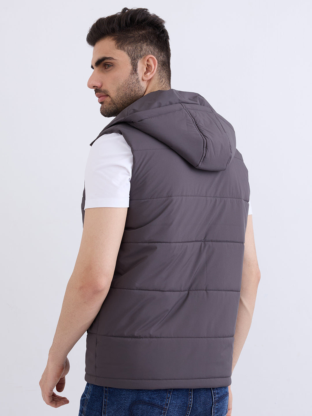 Men Jacket Grey Straight Fit