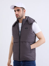 Men Jacket Grey Straight Fit