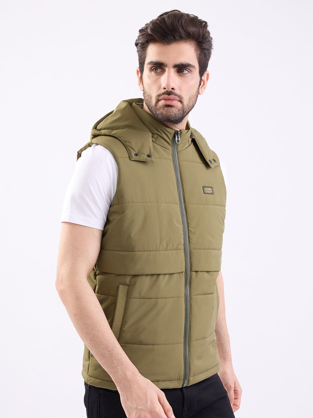 Men Jacket Green Straight Fit
