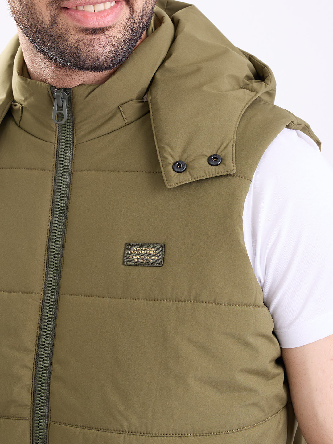 Men Jacket Green Straight Fit