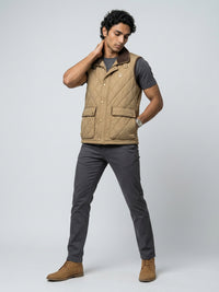 Men Jacket Brown Regular Fit