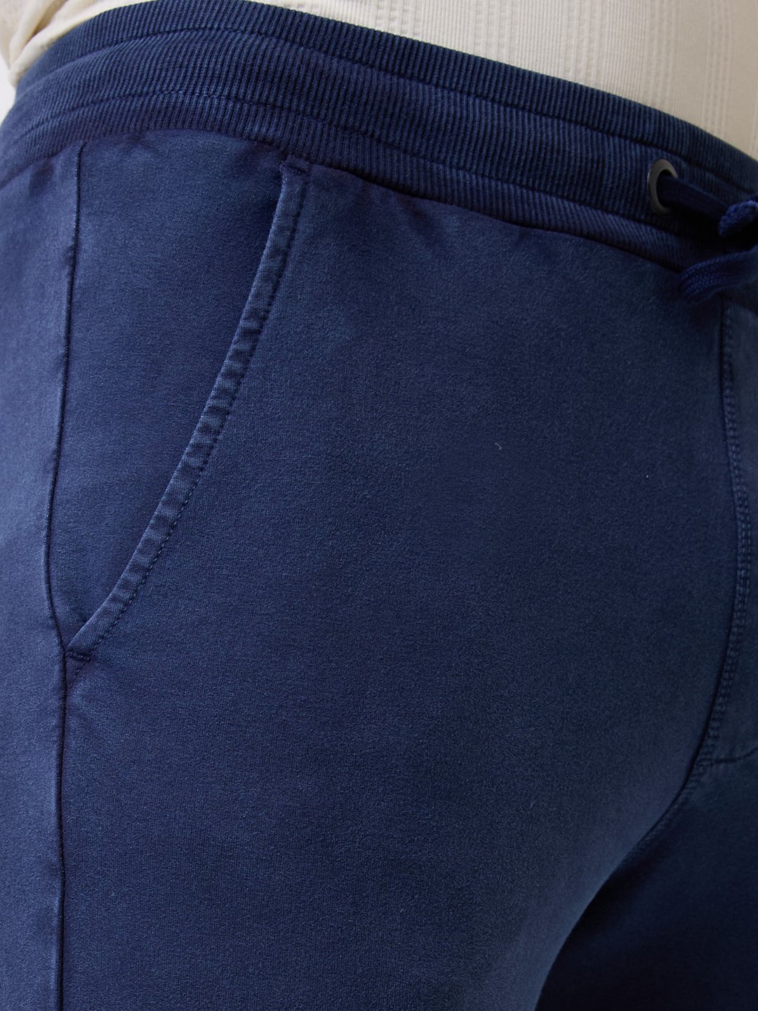 Spykar Navy Blue Mid Rise Jogger Fit Casual Knit Track Pants For Men