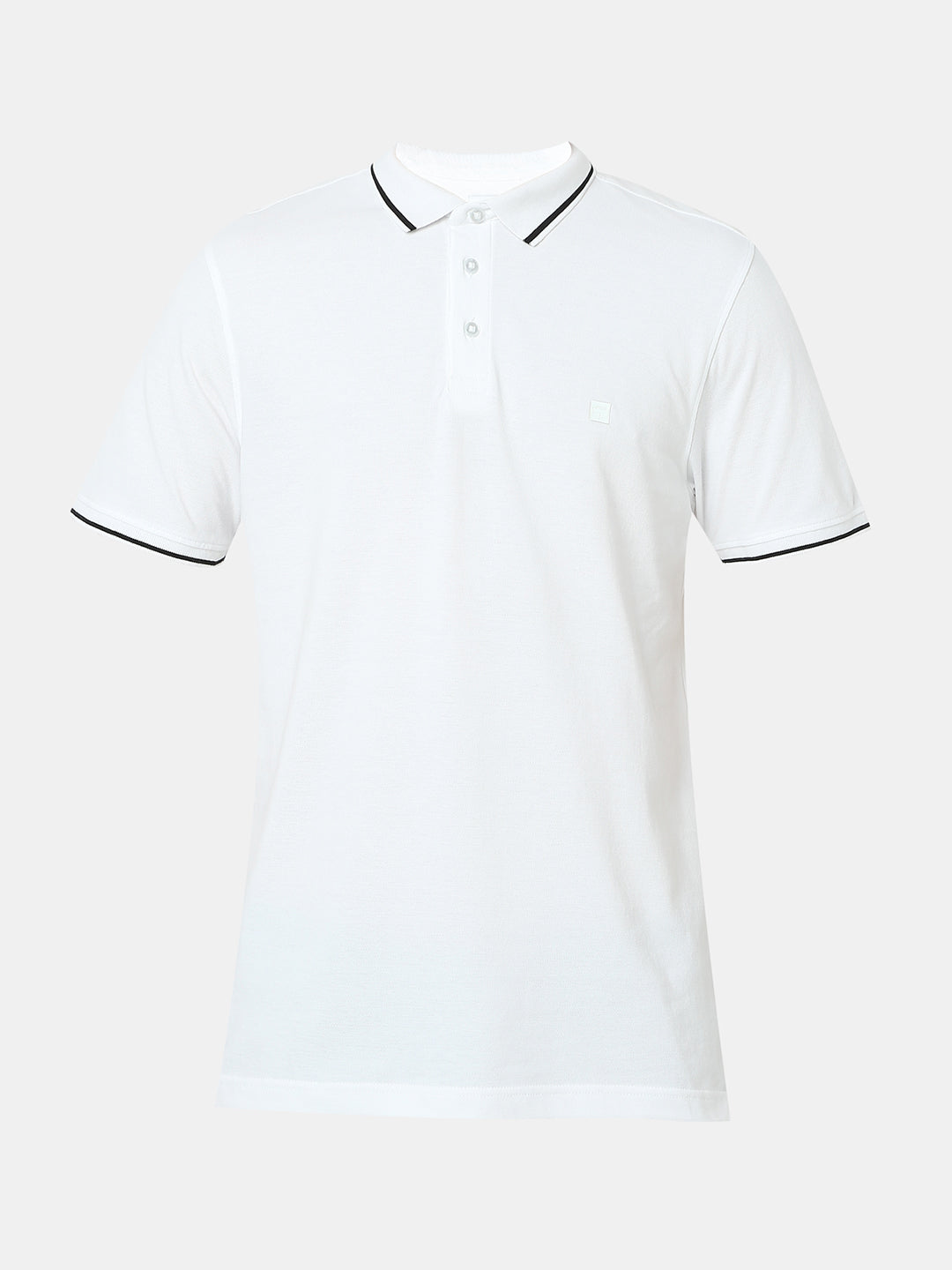 Spykar White Slim Fit Solid Half Sleeve T-Shirt For Men