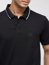 Men T-Shirt Solid Black Regular Fit