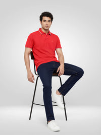 Men T-Shirt Solid Red Regular Fit