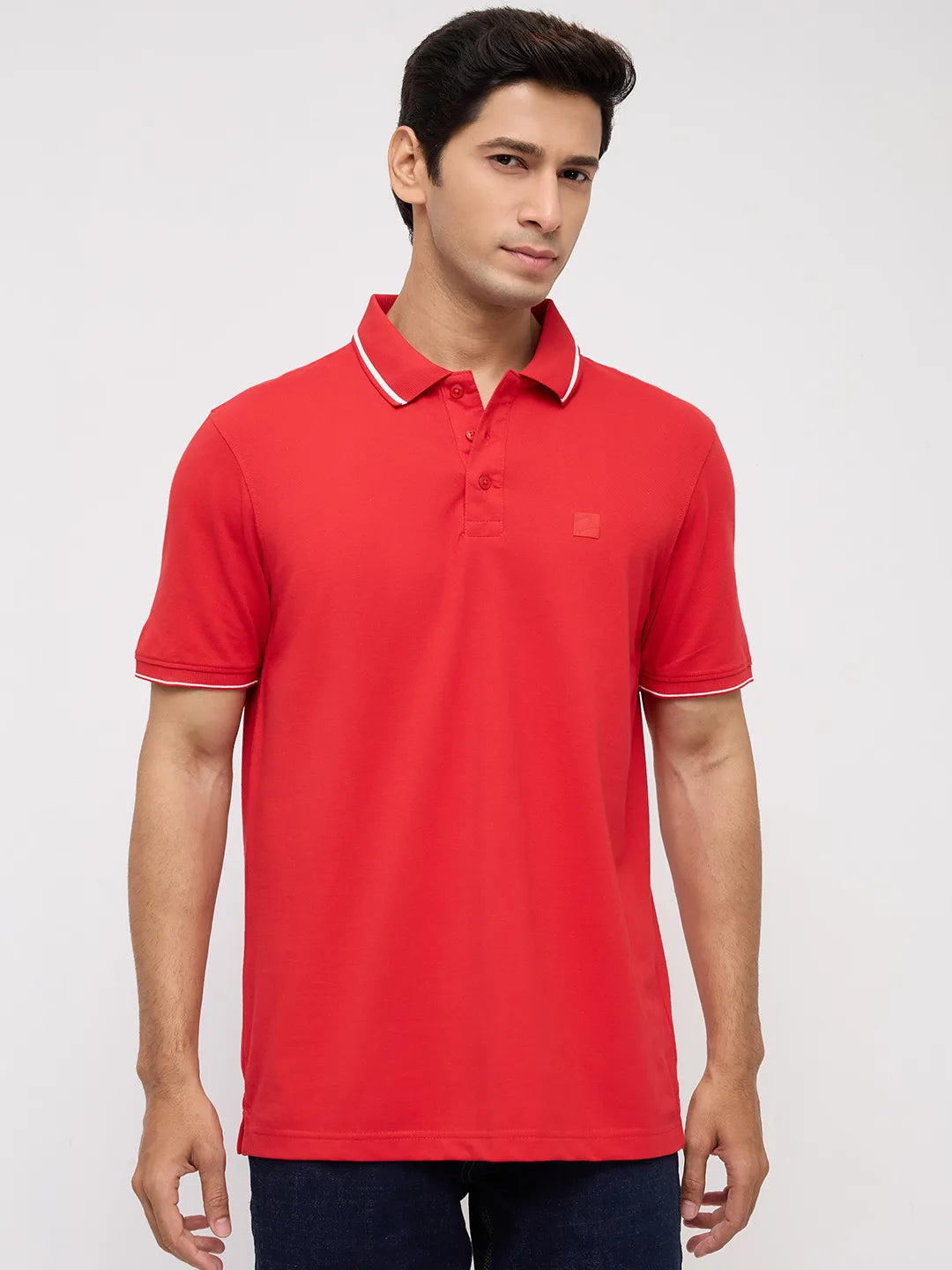 Men T-Shirt Solid Red Regular Fit