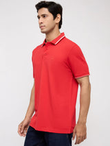 Men T-Shirt Solid Red Regular Fit