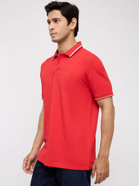 Men T-Shirt Solid Red Regular Fit