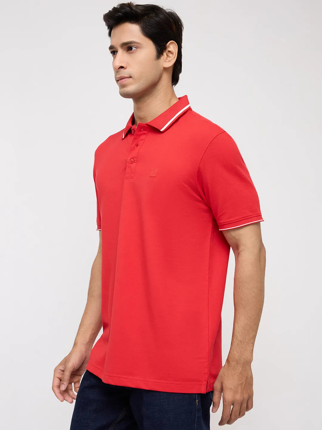 Men T-Shirt Solid Red Regular Fit
