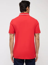Men T-Shirt Solid Red Regular Fit