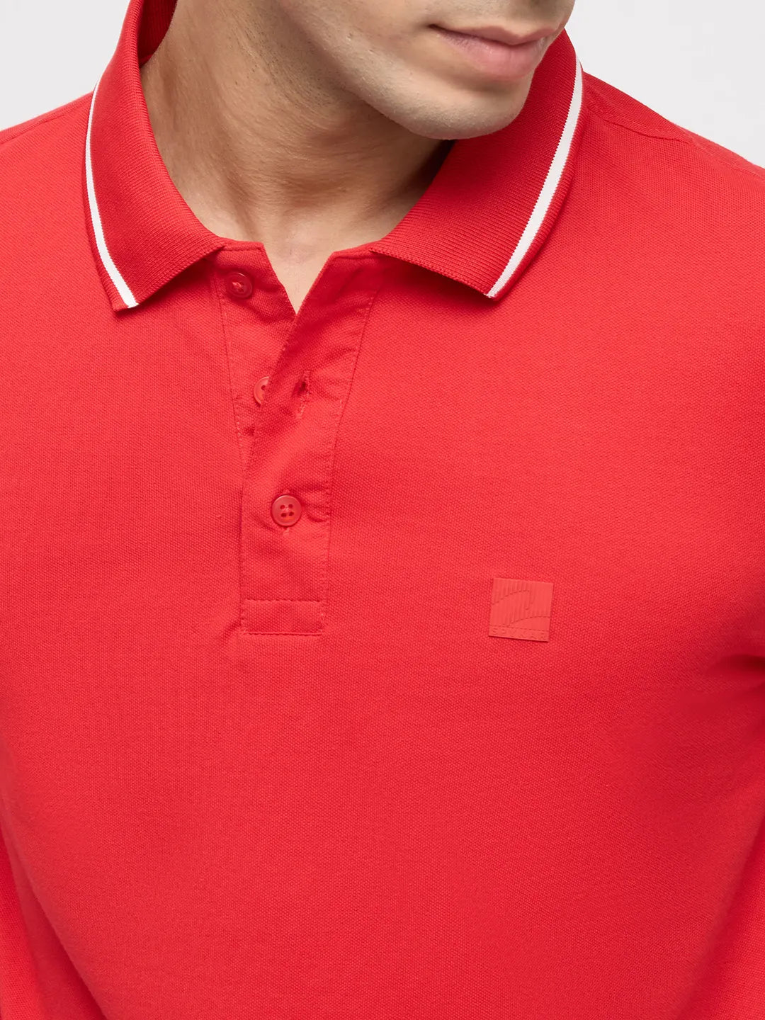 Men T-Shirt Solid Red Regular Fit
