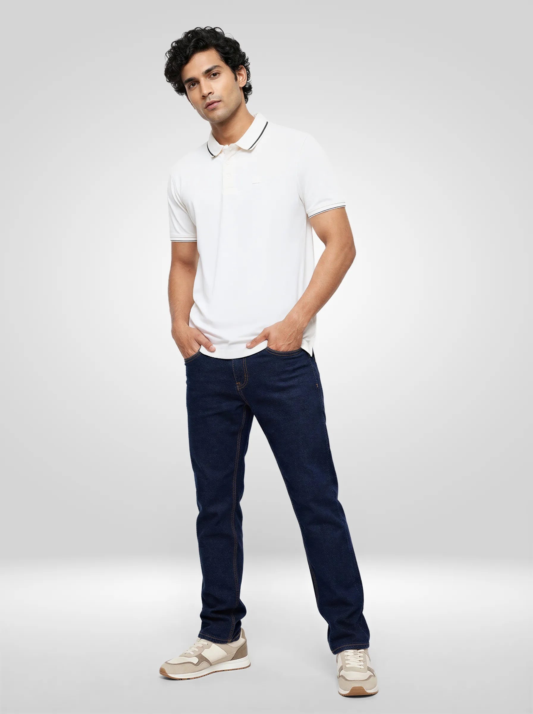 Men T-Shirt Solid White Regular Fit