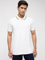 Men T-Shirt Solid White Regular Fit