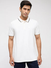 Men T-Shirt Solid White Regular Fit