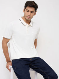 Men T-Shirt Solid White Regular Fit