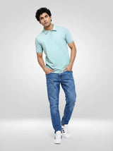 Men T-Shirt Solid Green Regular Fit