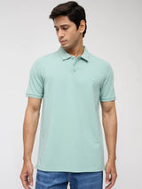 Men T-Shirt Solid Green Regular Fit
