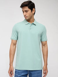 Men T-Shirt Solid Green Regular Fit