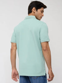 Men T-Shirt Solid Green Regular Fit