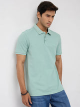 Men T-Shirt Solid Green Regular Fit
