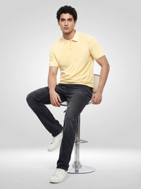 Men T-Shirt Solid Yellow Regular Fit