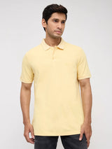 Men T-Shirt Solid Yellow Regular Fit