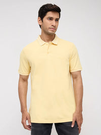 Men T-Shirt Solid Yellow Regular Fit