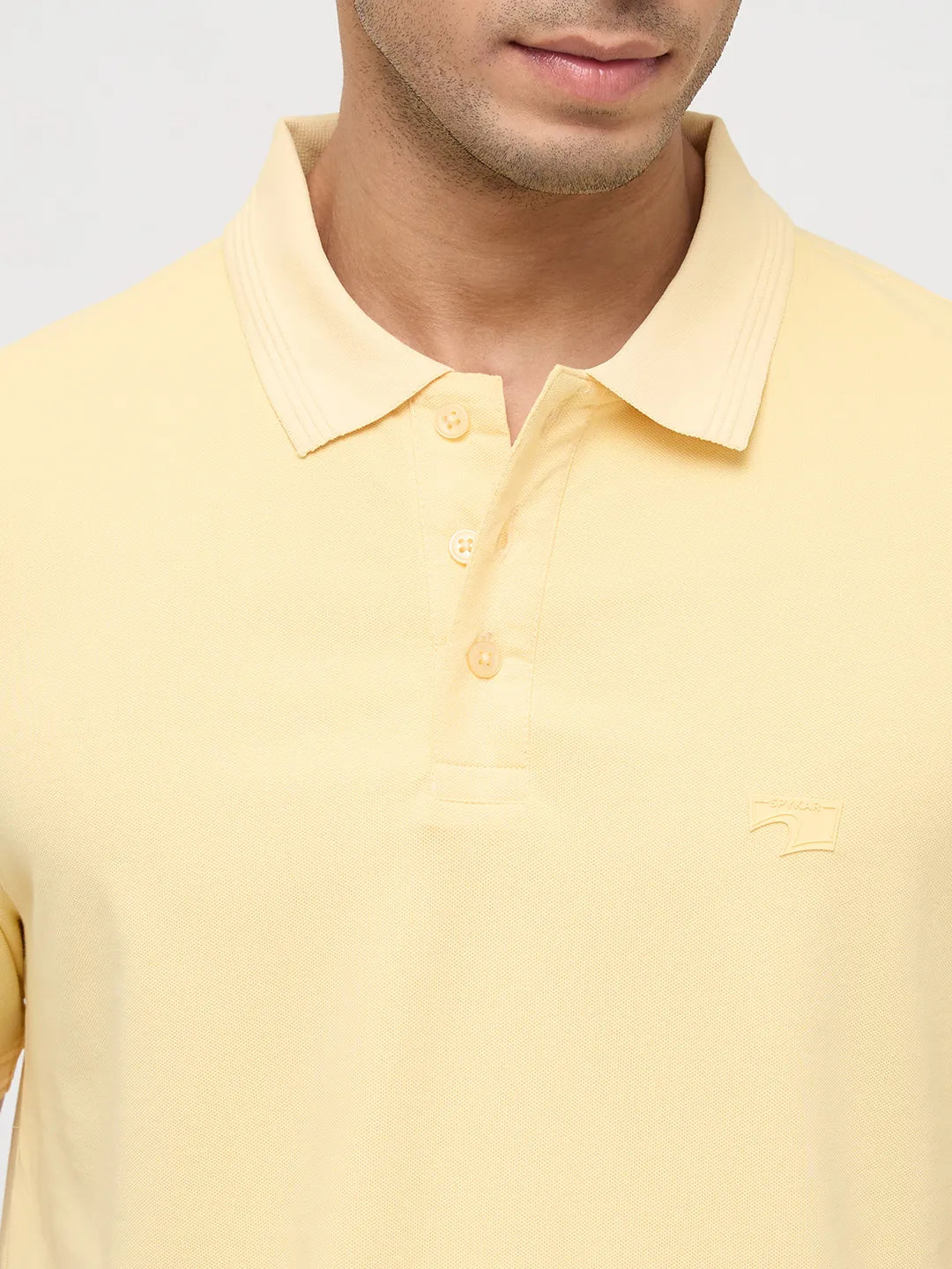 Men T-Shirt Solid Yellow Regular Fit