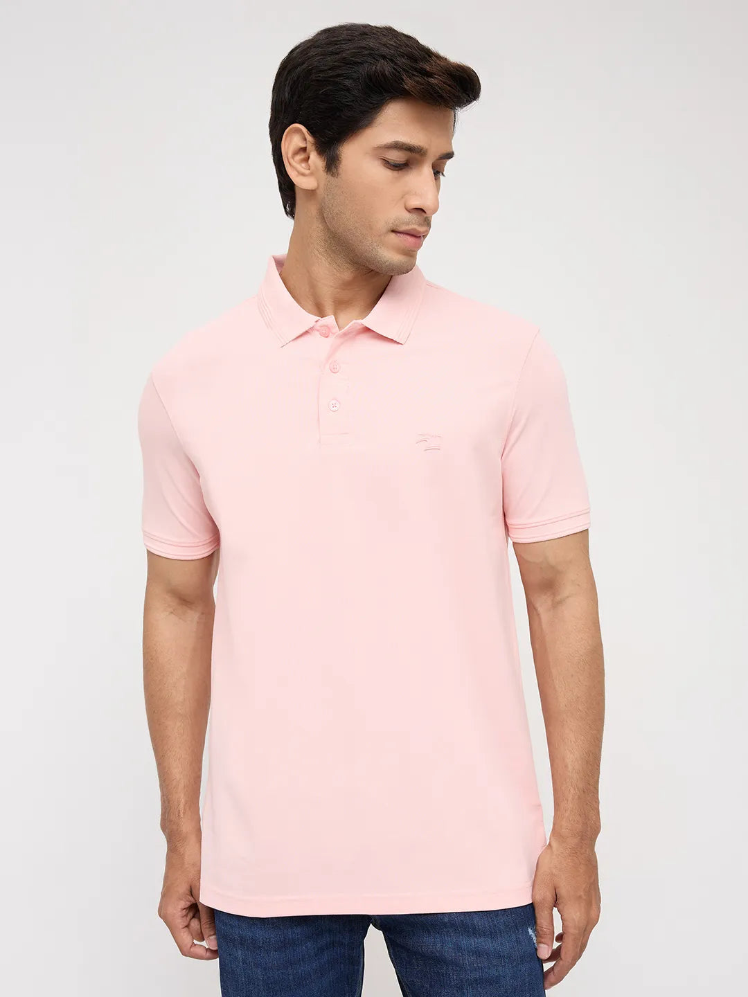 Men T-Shirt Solid Solid Pink Regular Fit