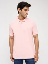 Men T-Shirt Solid Solid Pink Regular Fit