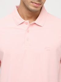 Men T-Shirt Solid Solid Pink Regular Fit
