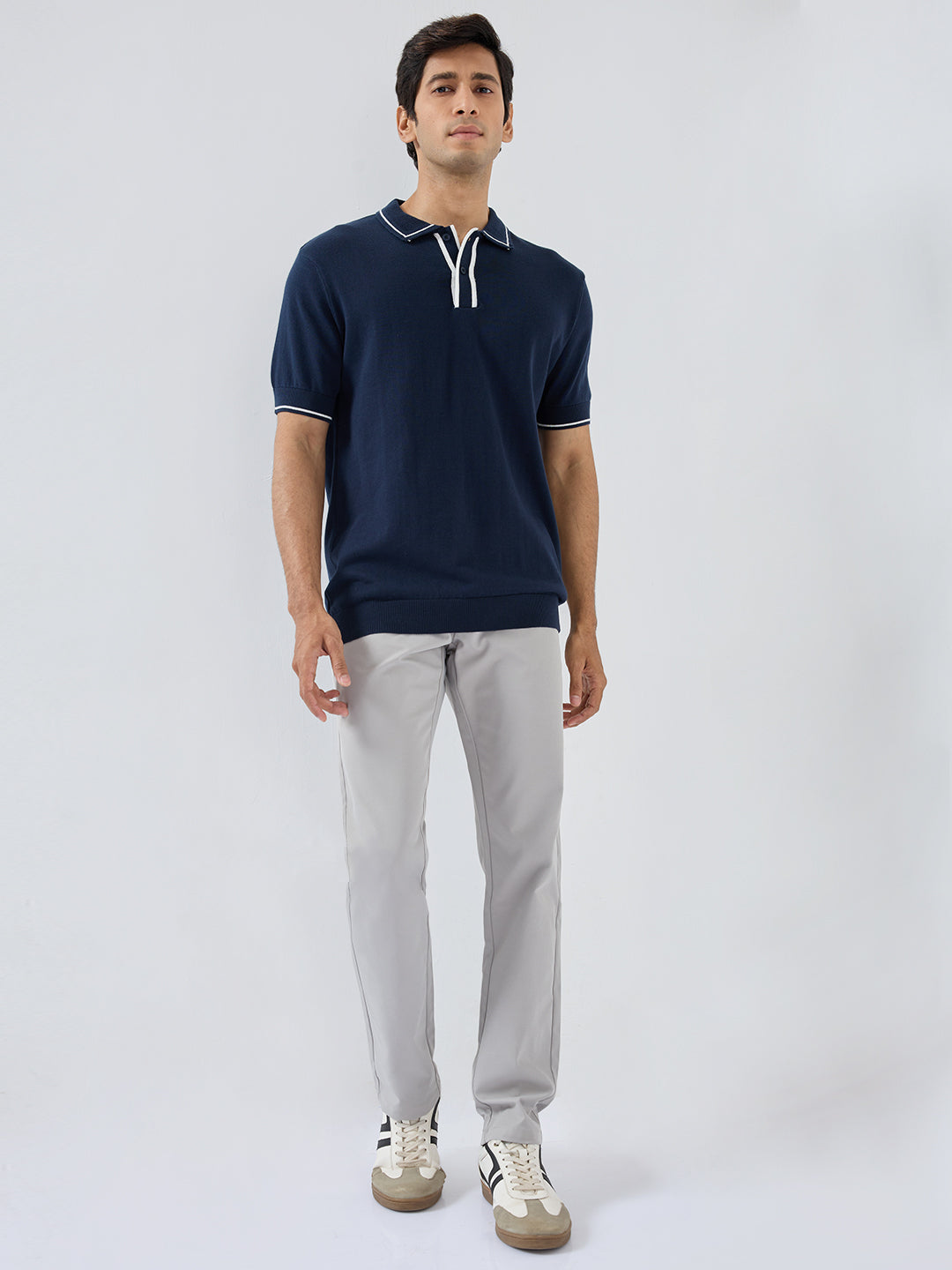 Men T-Shirt Solid Blue Regular Fit