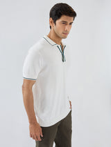 Men T-Shirt Solid White Regular Fit