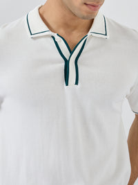 Men T-Shirt Solid White Regular Fit