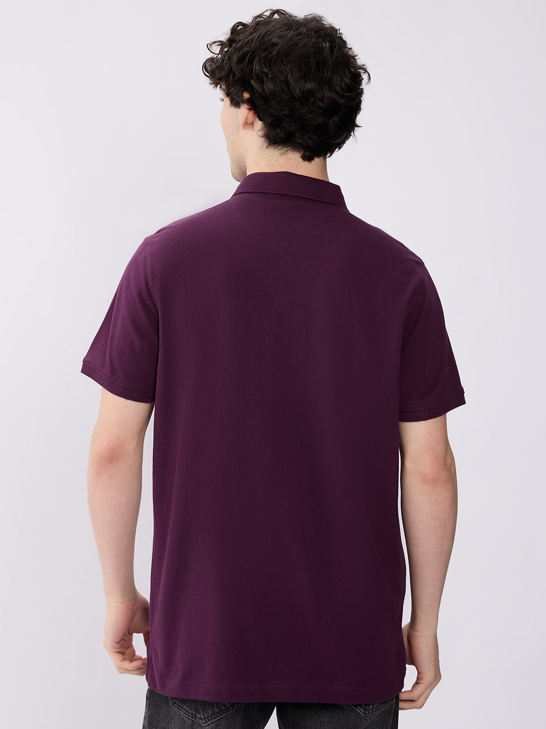 Spykar Blackberry Wine Slim Fit Casual T-Shirts For Men
