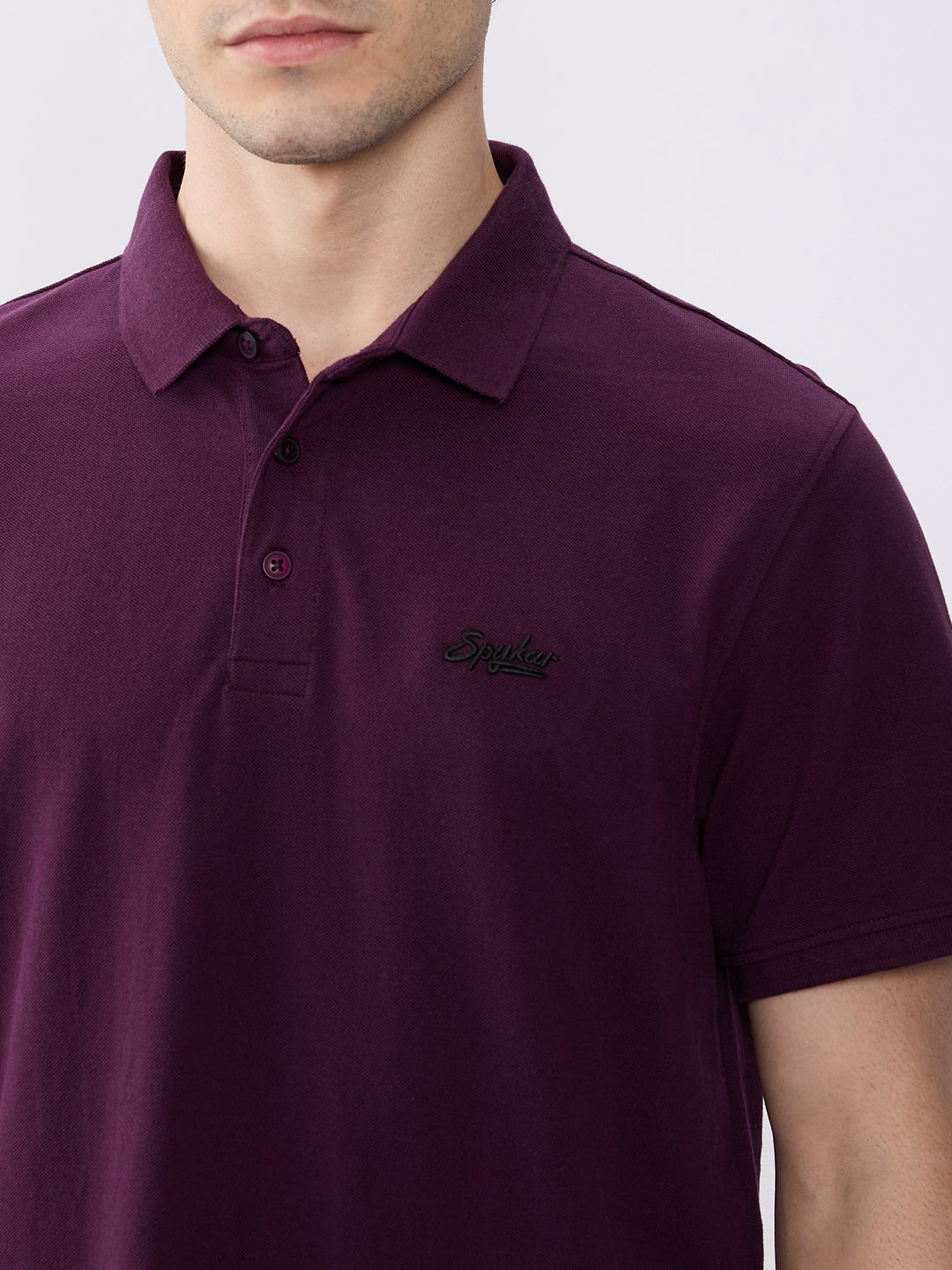 Spykar Blackberry Wine Slim Fit Casual T-Shirts For Men